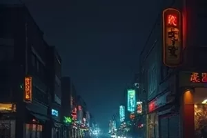 纸城雨季 雨中亮着纸灯笼的街巷